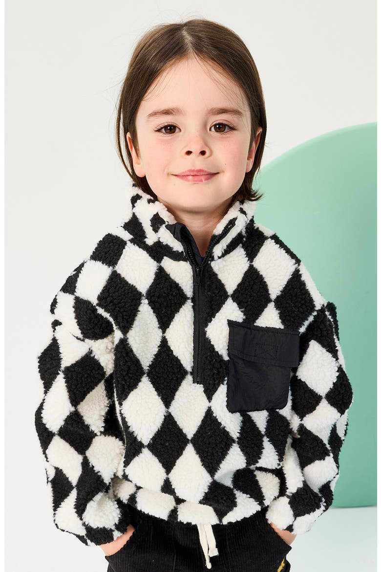 Kids' Harlequin Half Zip Sherpa Pullover, Alternate, color, HARLEQUIN