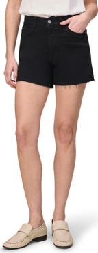 WARP+WEFT VVI Raw Hem High Waist Relaxed Fit Denim Shorts