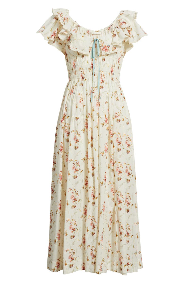 DÔEN Illiana Smocked Tiered Organic Cotton Maxi Dress, Alternate, color, 