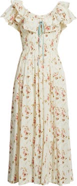 DÔEN Illiana Smocked Tiered Organic Cotton Maxi Dress