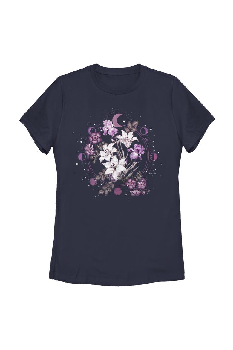 Women's Floral Moon Short Sleeve Graphic T-Shirt, Main, color, Navy Blue