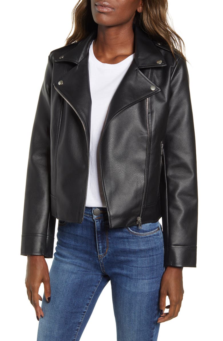 BB Dakota by Steve Madden BB Dakota Faux Leather Moto Jacket, Main, color, 