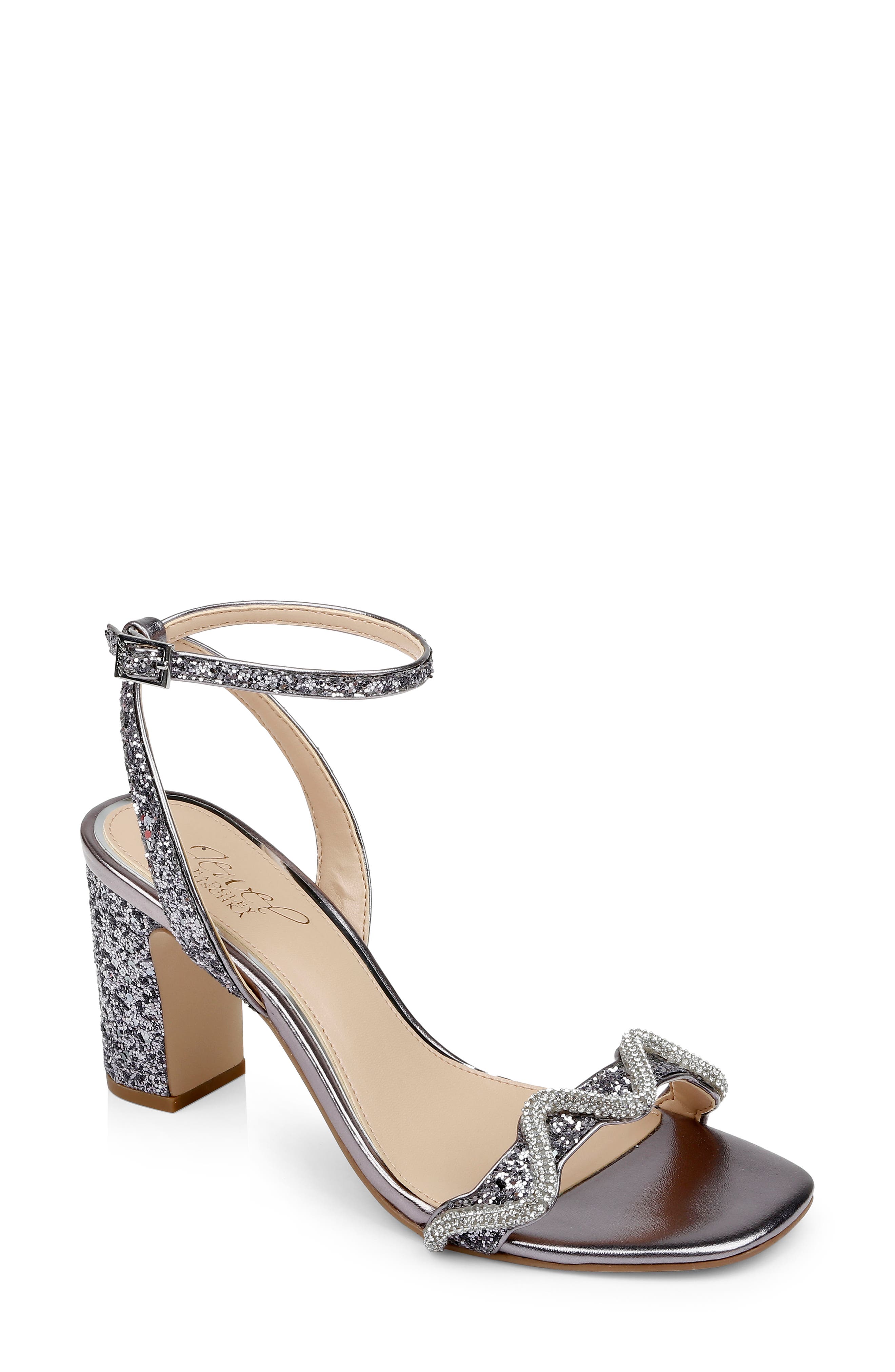 Jewel Badgley Mischka Gem Glitter Ankle Strap Sandal