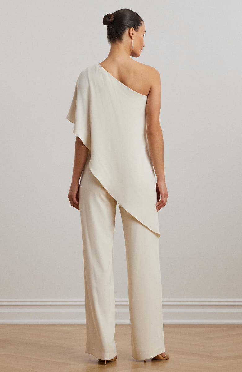 Lauren Ralph Lauren April One-Shoulder Georgette Jumpsuit, Alternate, color, Mascarpone Cream