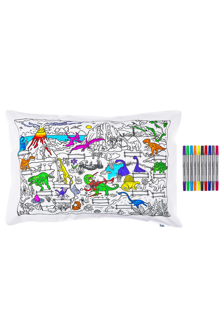Color Your Own Dinosaur Pillowcase, Main, color, White