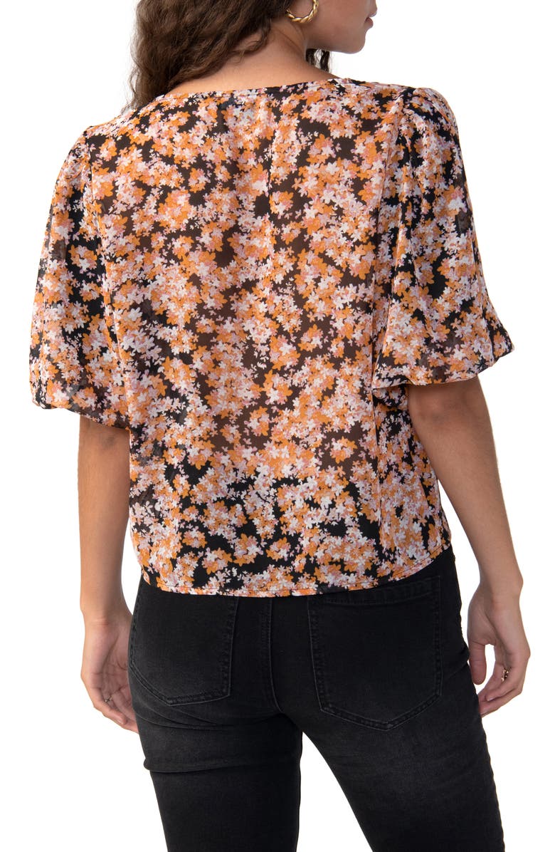 Sanctuary Floral Print Puff Sleeve Button-Up Shirt, Alternate, color, 