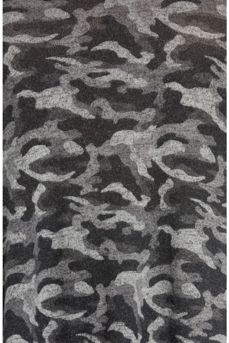 Sami Camo V-Neck Top, Alternate, color, CAMO BLACK