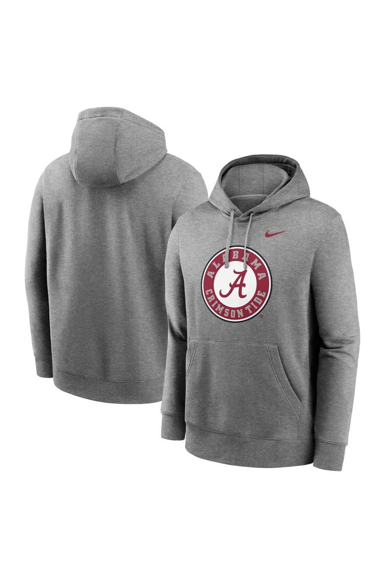 Men's Nike Heather Gray Alabama Crimson Tide Primetime Alternate Logo Club Fleece Pullover Hoodie, Alternate, color, Heather Gray