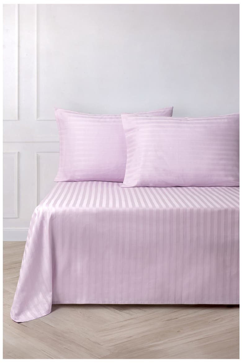 Sateen Stripe 4-Piece Sheet Set, Alternate, color, LILAC