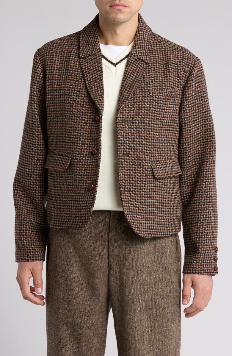 Elwood Grandad Houndstooth Crop Blazer, Main, color, 