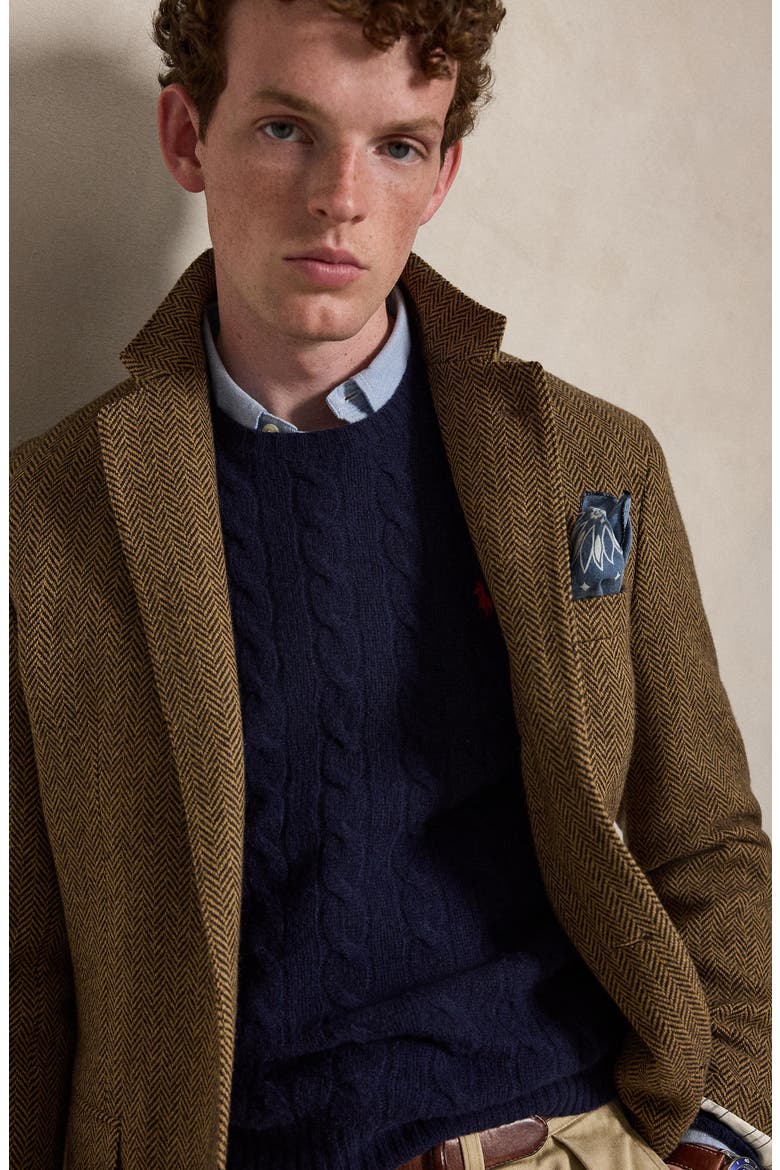 Cable Wool & Cashmere Sweater, Alternate, color, BLUE