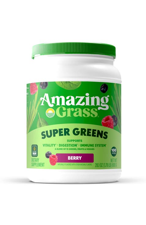 Green Superfood Powder, Flavor Berry, 28oz Bottle, 100 Servings