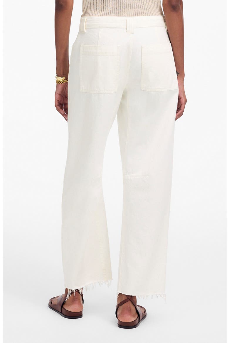The Darted Raw Hem Barrel Leg Utility Jeans, Alternate, color, TILE WHITE
