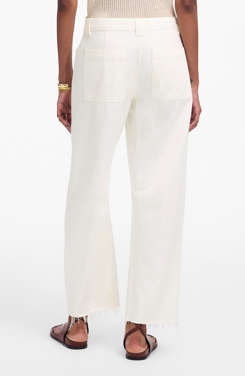 Madewell The Darted Raw Hem Barrel Leg Utility Jeans, Alternate, color, Tile White