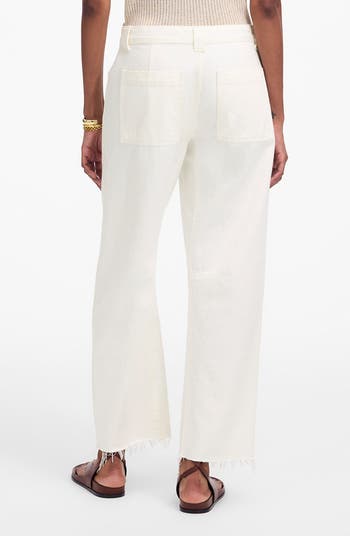 The Darted Raw Hem Barrel Leg Utility Jeans
