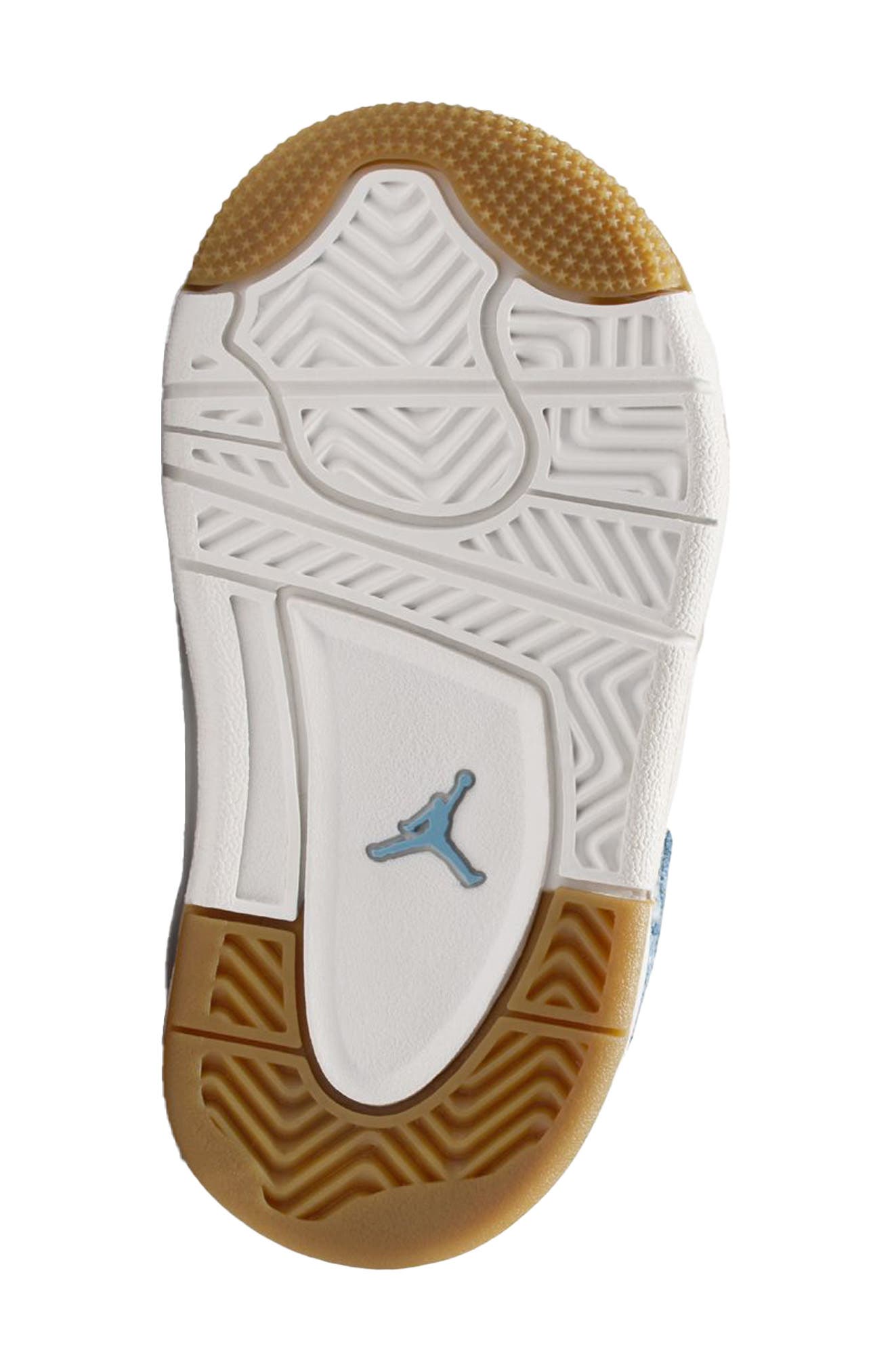 Nike Kids
 Jordan 4 Retro 
Worn Blue
 Basketball Sneaker, Alternate, color, Sail/ Worn Blue/ Gold