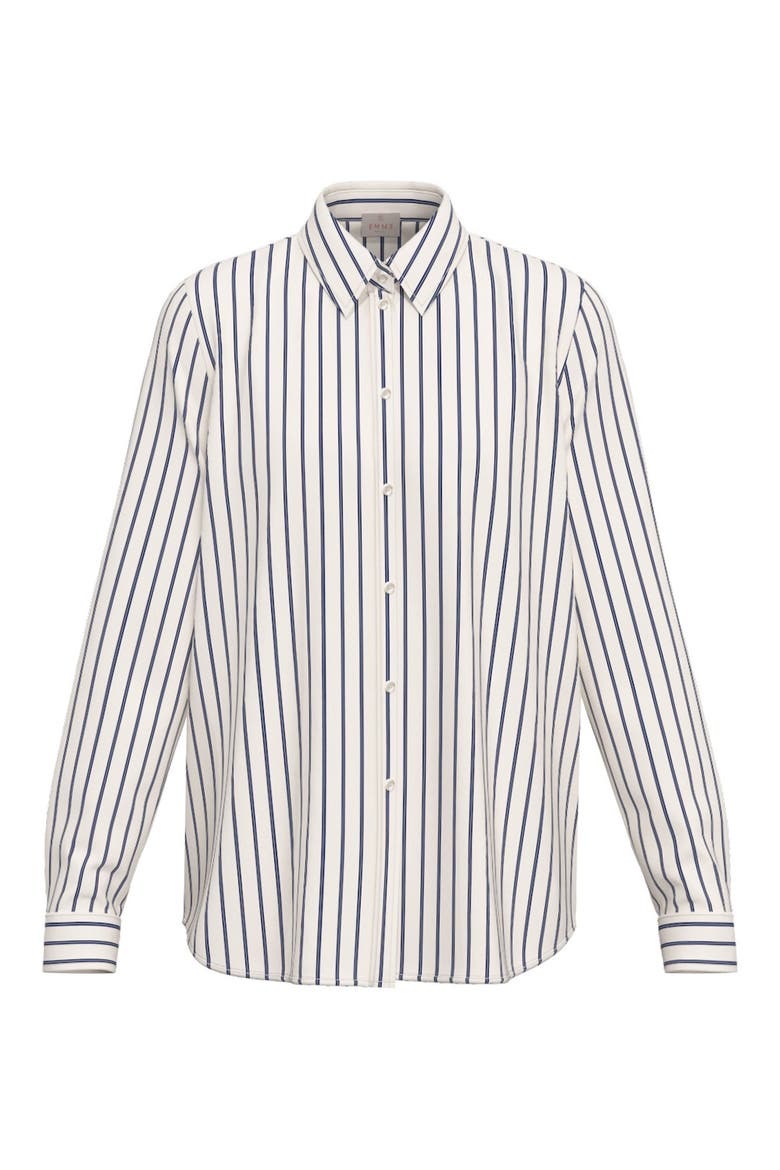 Pinstripe Cotton Blend Button-Up Shirt, Alternate, color, WOOL WHITE PINSTRIPES