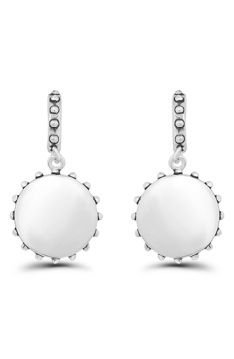 Christian Siriano New York Beaded Medal Drop Earrings, Main, color, Silver