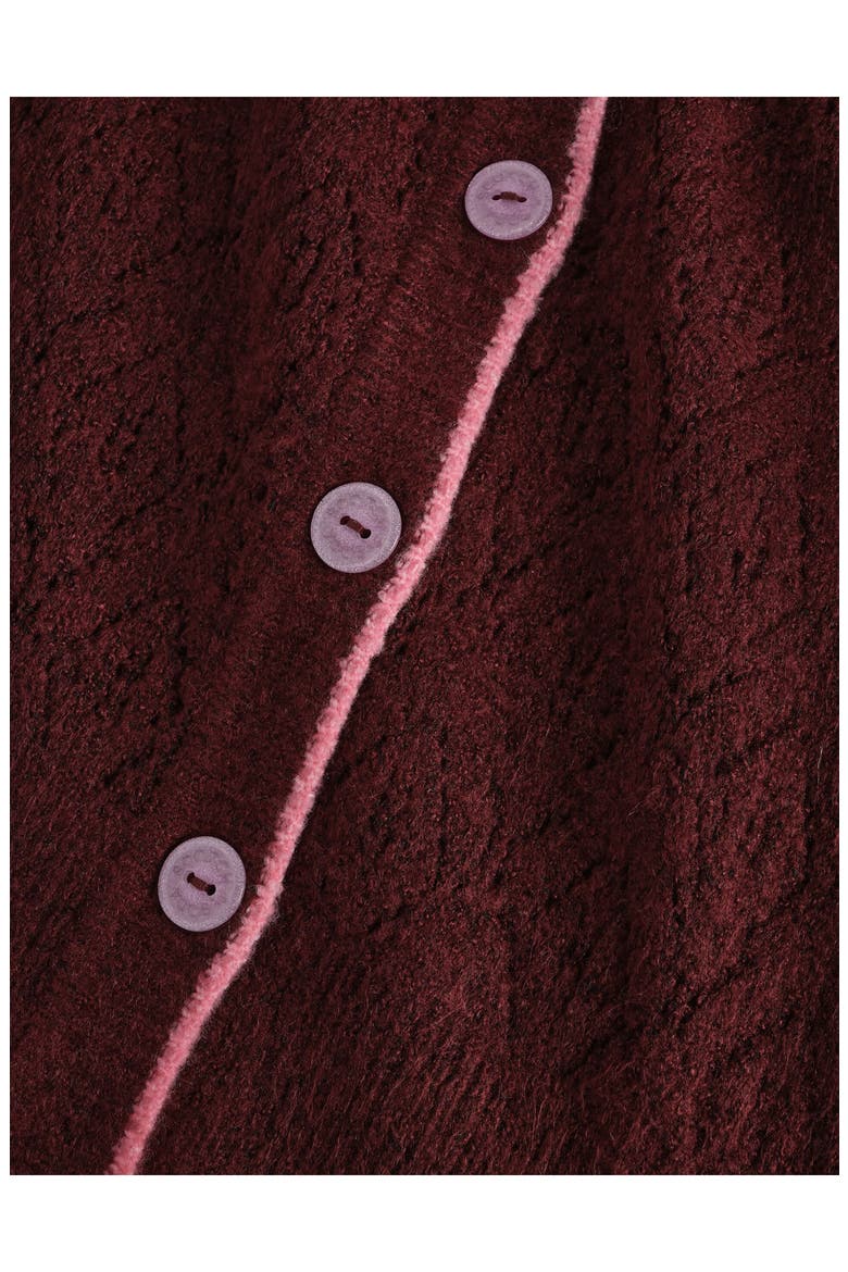 Kids' Cotton Pointelle Cardigan, Alternate, color, RED/ GREY