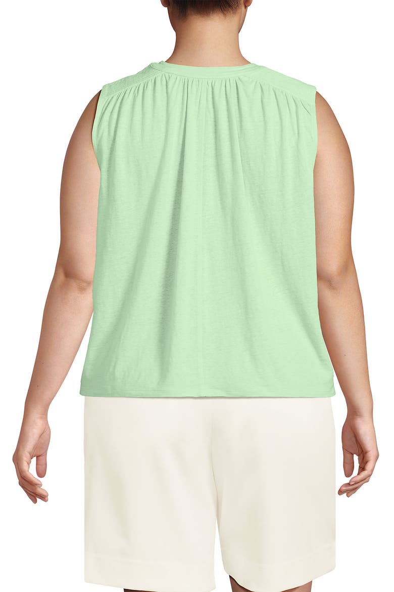 Plus Size Linen Blend Notch Neck Swing Tank Top, Alternate, color, Icy Mint Green