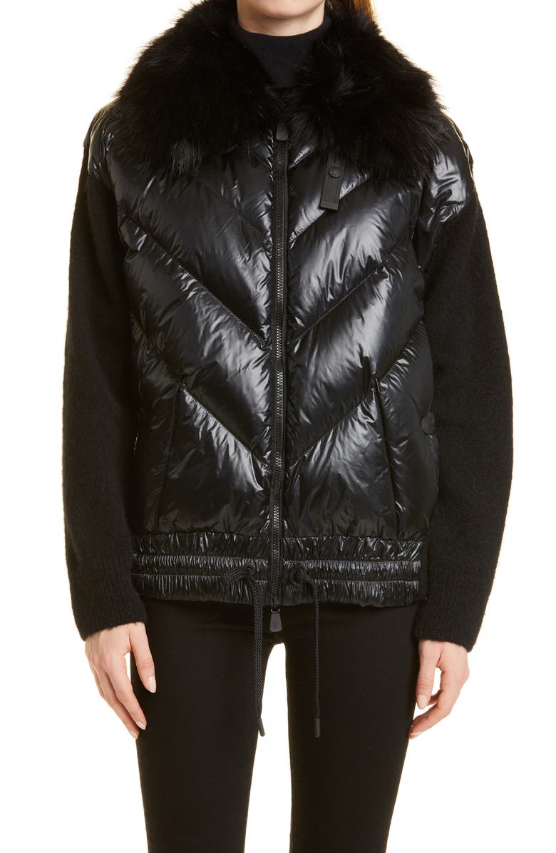 Moncler Grenoble 750 Fill Power Down & Alpaca Blend Cardigan, Main, color, 