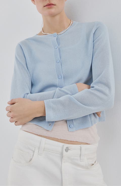 Fine Knit Crewneck Cardigan (Regular & Plus)