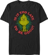 The Grinch Men's Dr. Seuss The Grinch Christmas Is It Too Late to Be Good Graphic T-Shirt