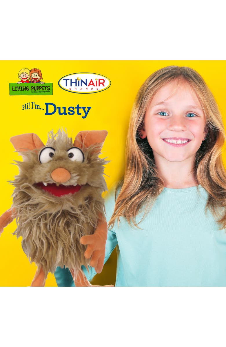 Living Puppets Dusty The Friendly Monster 14"Plush Hand Puppet, Handmade, Alternate, color, Multicolored