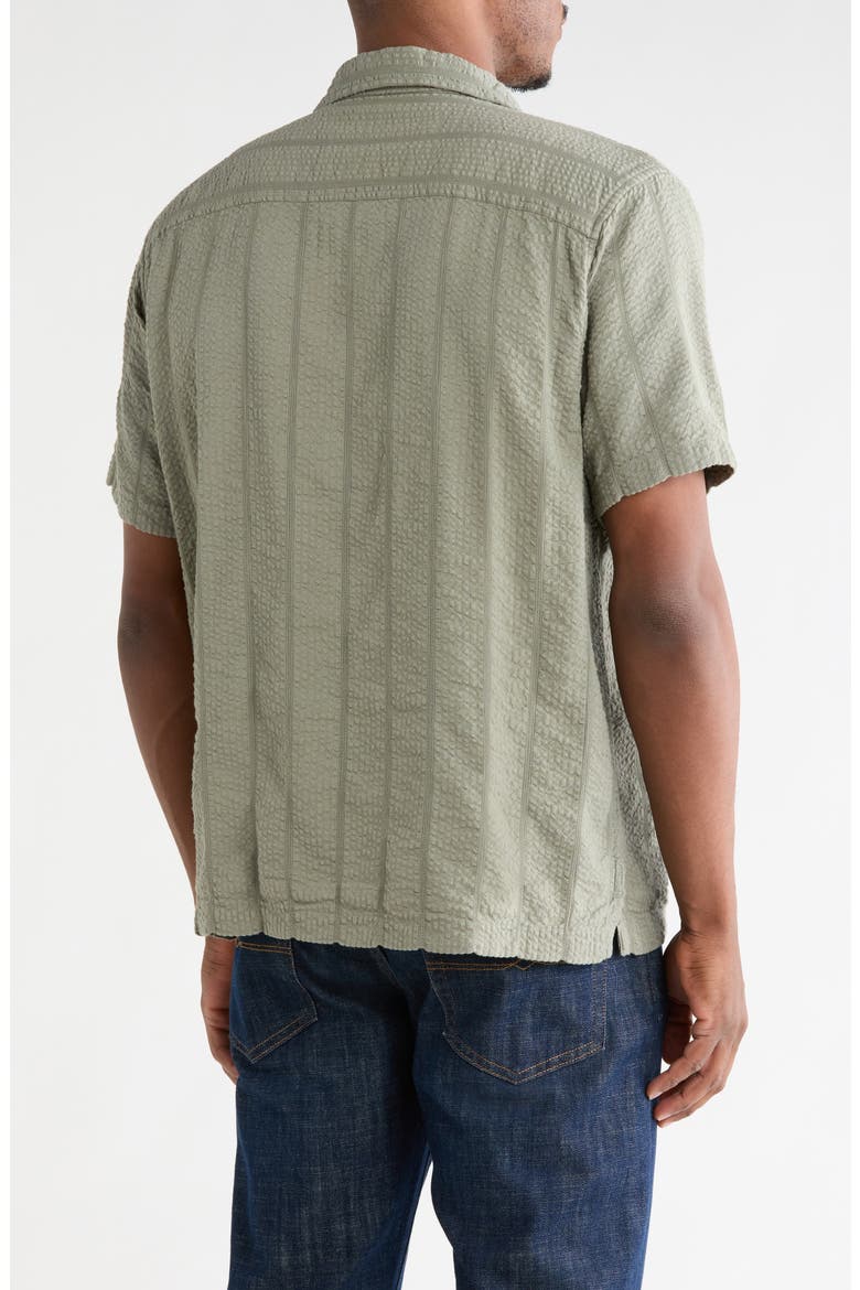 Short Sleeve Seersucker Café Shirt, Alternate, color, GREEN DUNE