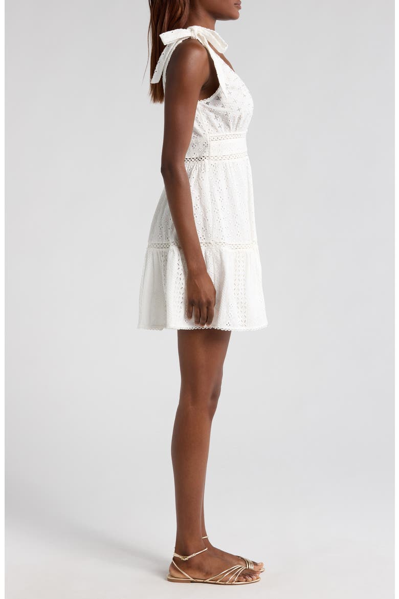 Cara Sequin Eyelet Cotton Cover-Up Mini Sundress, Alternate, color, NATURAL WHITE PLAIN