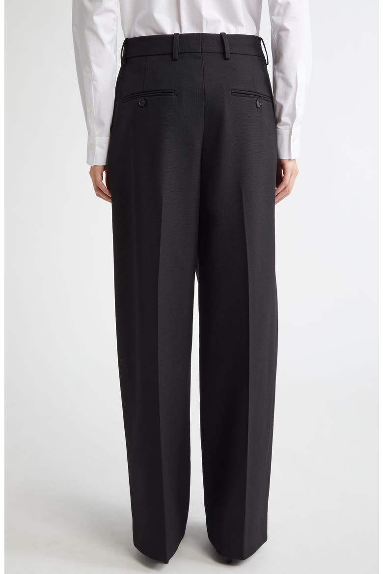 Tailored Double Pleat Wool Flannel Trousers, Alternate, color, BLACK
