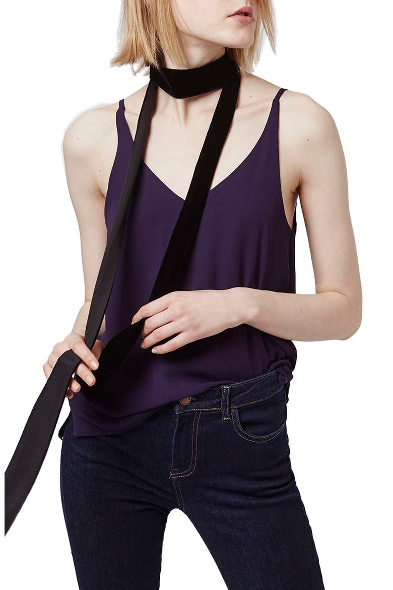 Strappy V-Neck Camisole, Main, color, DARK PURPLE