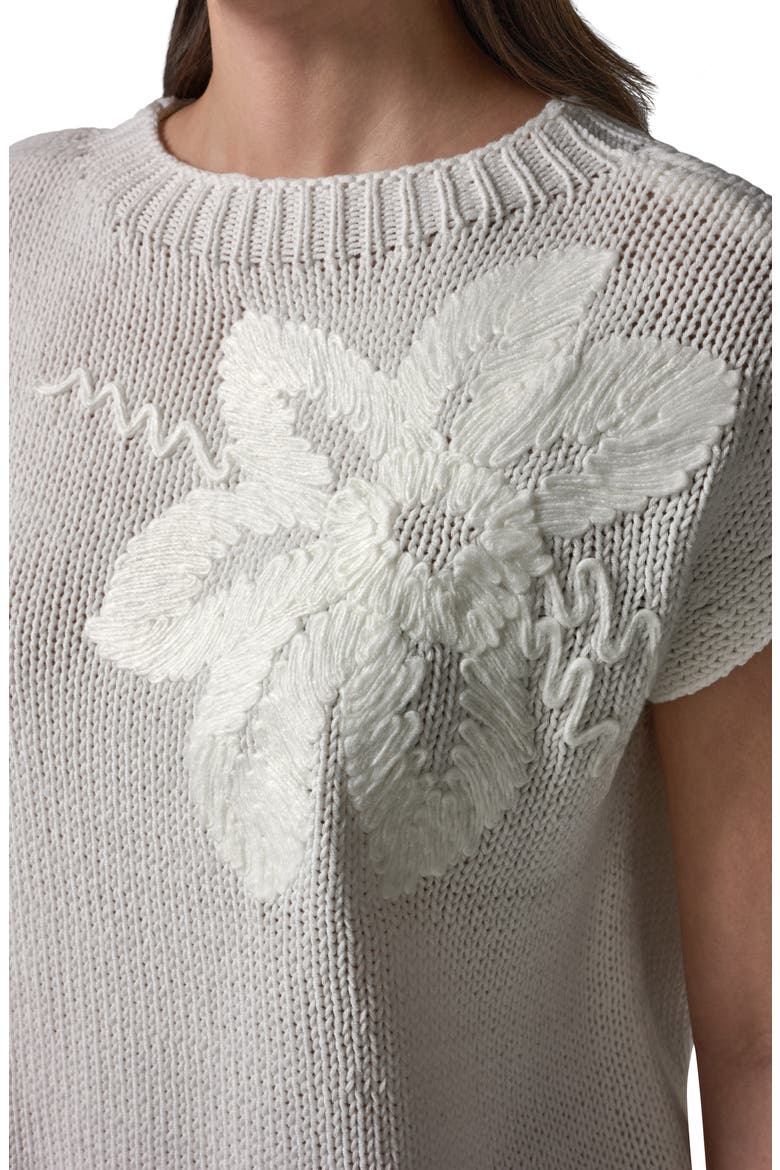 Floral Embroidered Short Sleeve Sweater, Alternate, color, CREAM/ CREAM