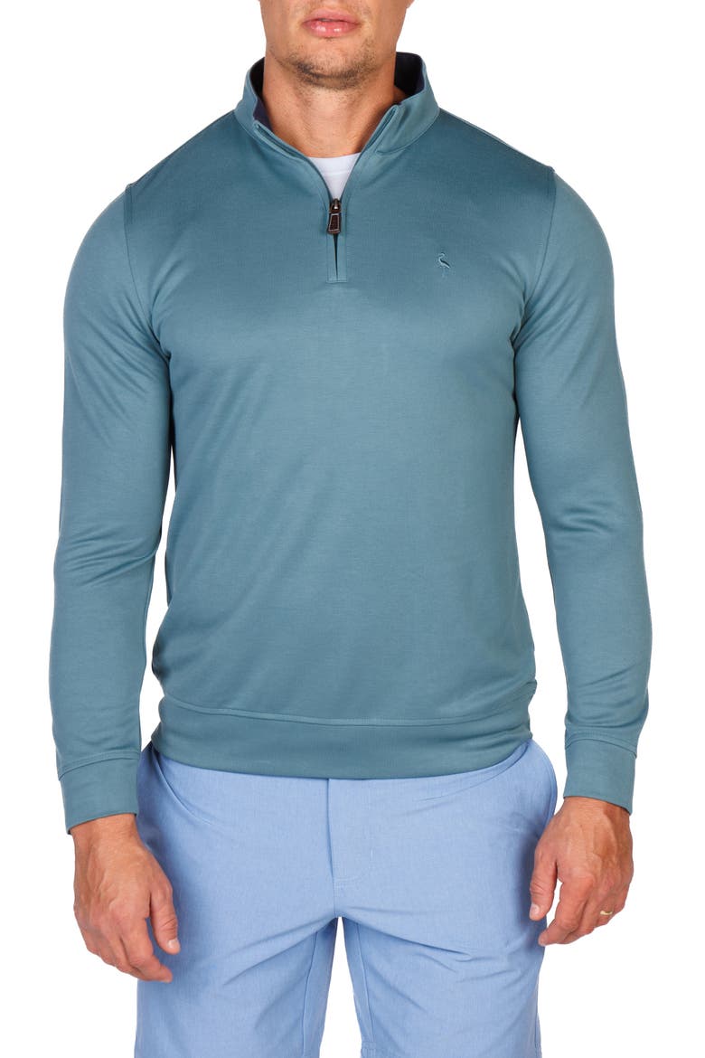 Modal Blend Quarter Zip Polo, Main, color, JADE