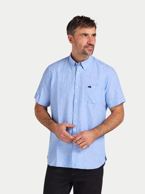 Short Sleeve Linen Blend Shirt