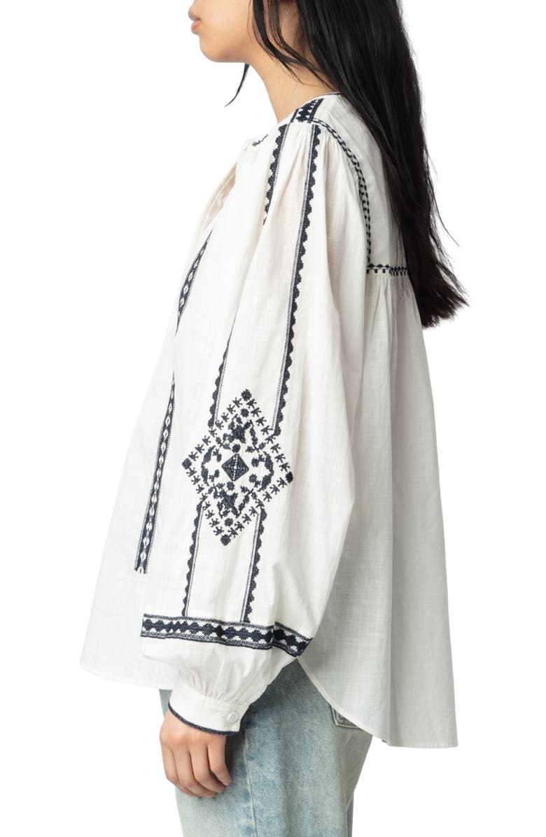 Zadig & Voltaire Tigy Kozak Cotton Popover Shirt, Alternate, color, 