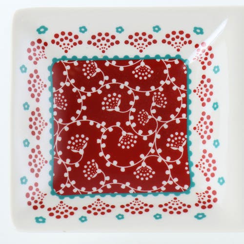 Gibson Village Vines 13.5 Inch Ceramic Rectangular 3 Section Tray In Red In Multi