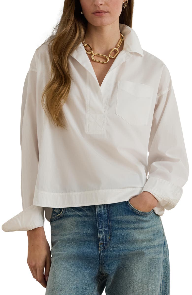 Lauren Ralph Lauren Stachee Cotton Popover Top, Main, color, White
