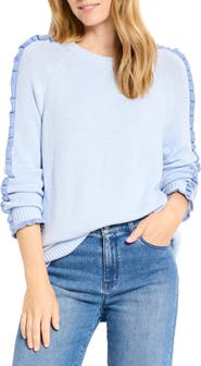 NIC+ZOE Ruffle Trim Cotton Blend Sweater
