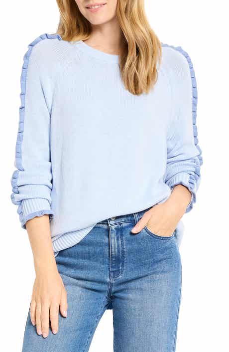 NIC+ZOE Ruffle Trim Cotton Blend Sweater