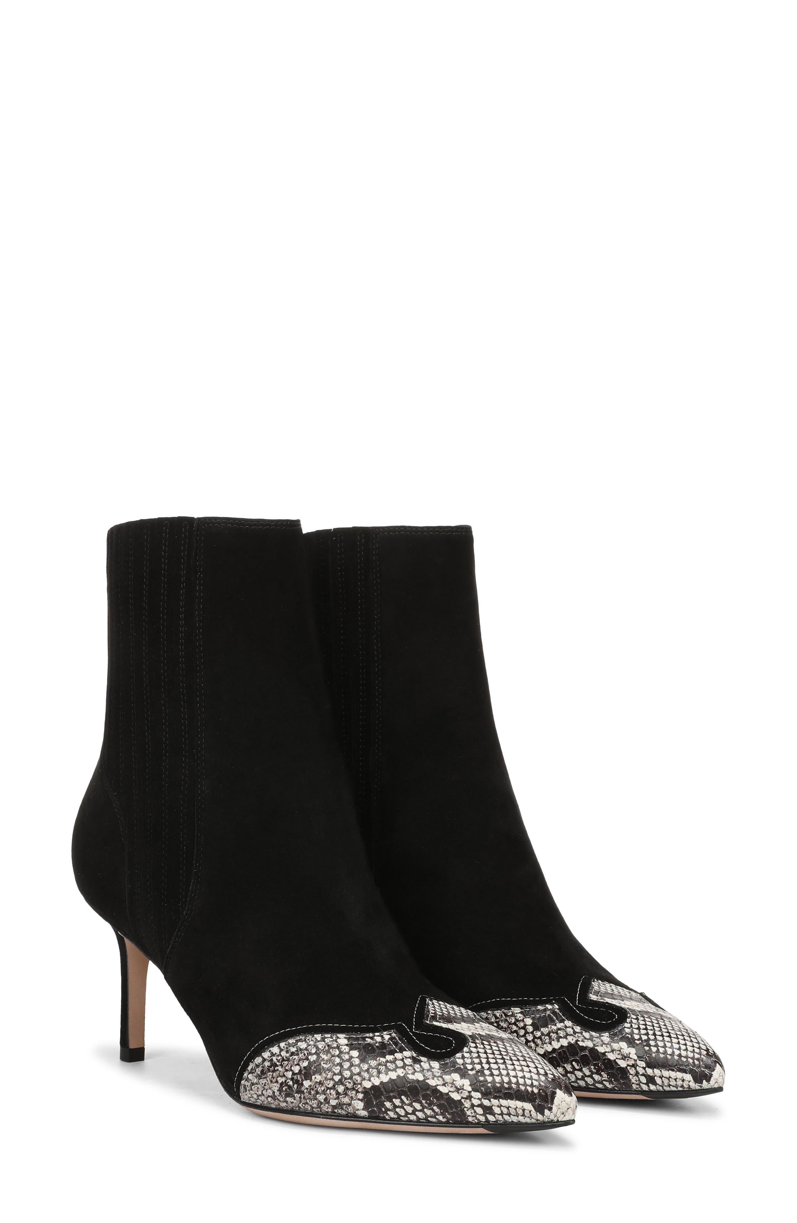 Lisa Western Leather Bootie, Main, color, BLACK ROCCIA SUEDE