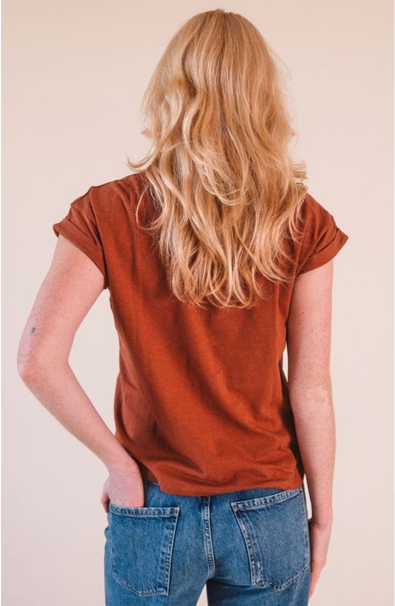 POPLINEN Plus Jane Cuffed Hemp Tee, Alternate, color, Pecan