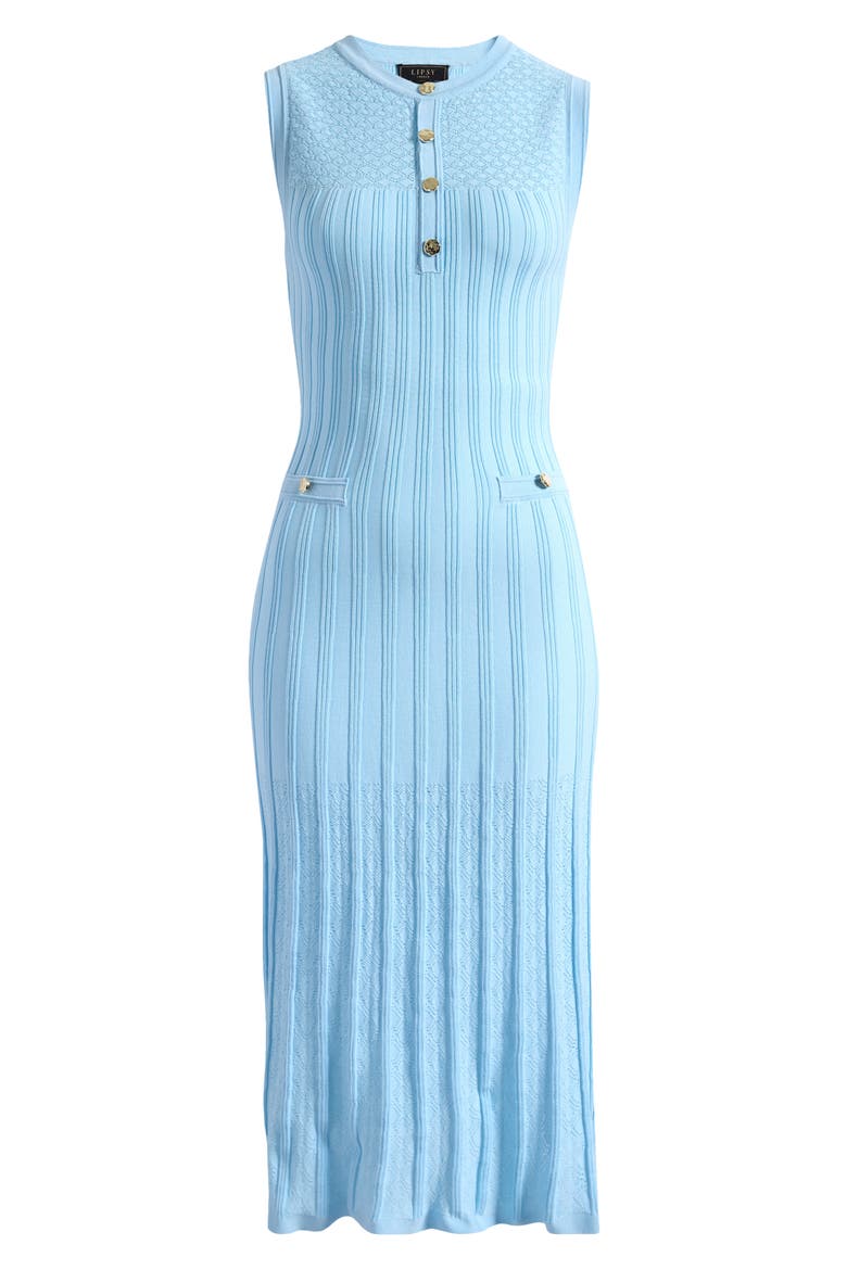 Sleeveless Pointelle Rib Midi Dress, Alternate, color, BLUE