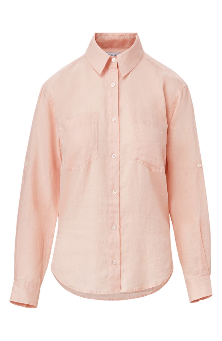 Veronica Beard Gil Linen Button-Up Shirt, Alternate, color, Pink Shell
