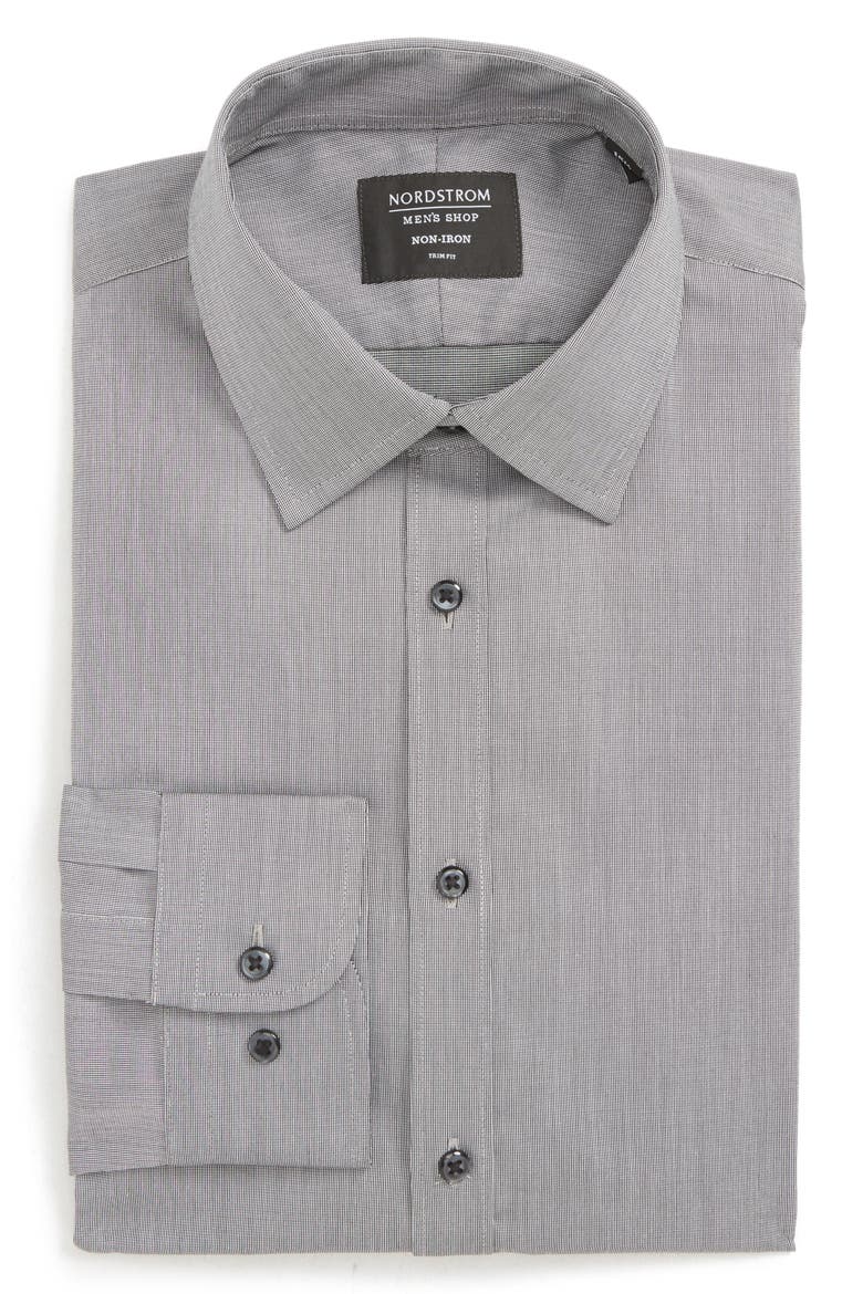 Extra Trim Fit Non-Iron Solid Dress Shirt, Alternate, color, GREY CASTLEROCK
