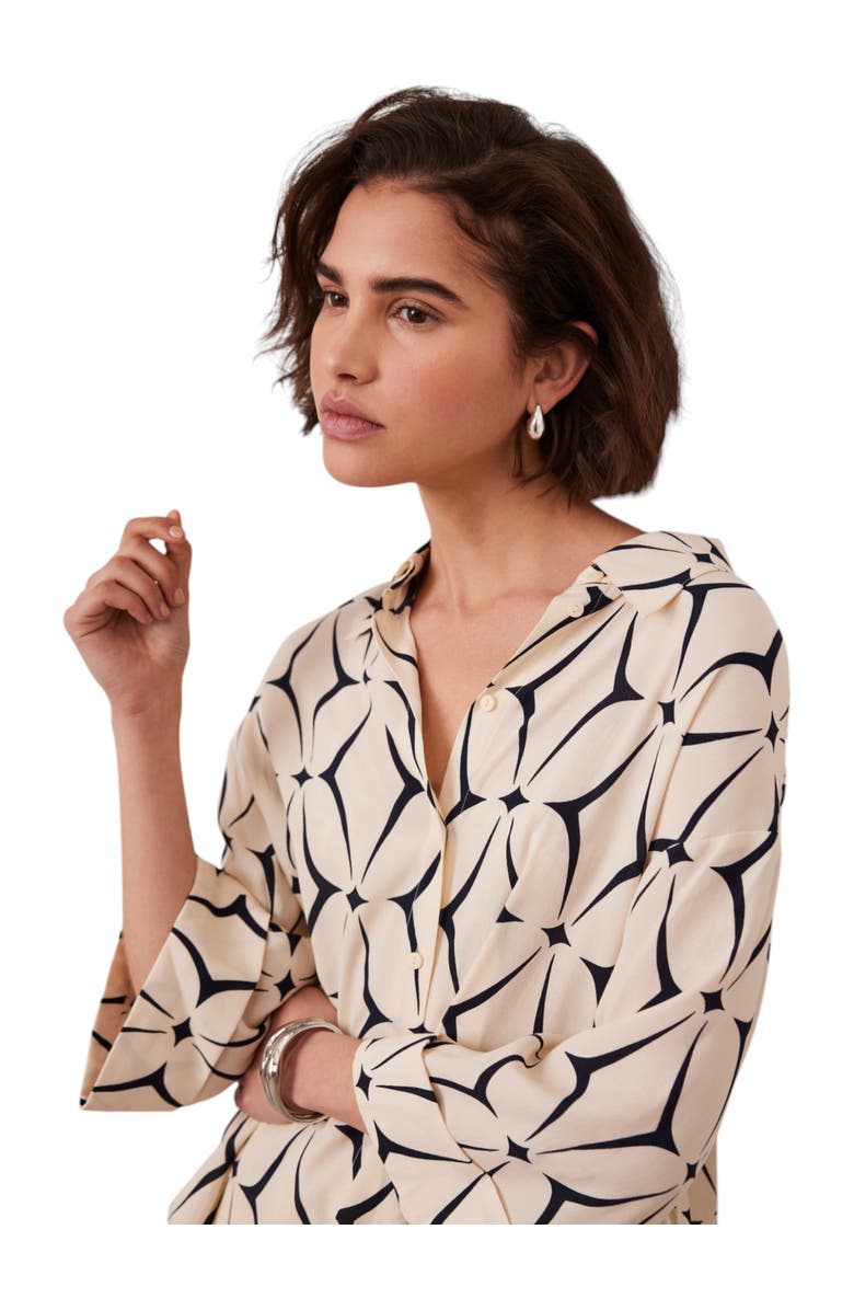 MINT VELVET Geo Print Resort Shirt, Main, color, Cream