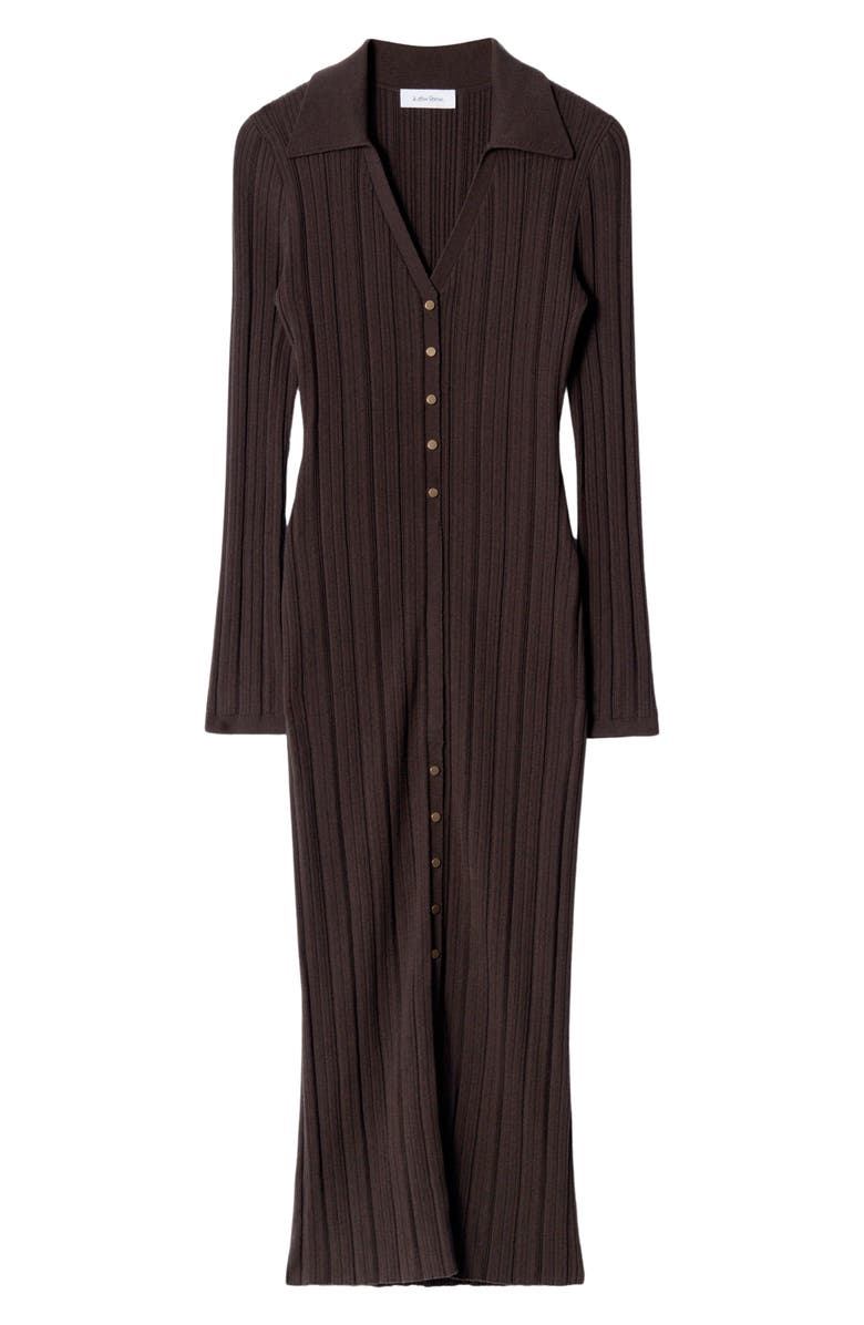 & Other Stories Long Sleeve Wool & Cotton Rib Dress, Alternate, color, Brown Dark