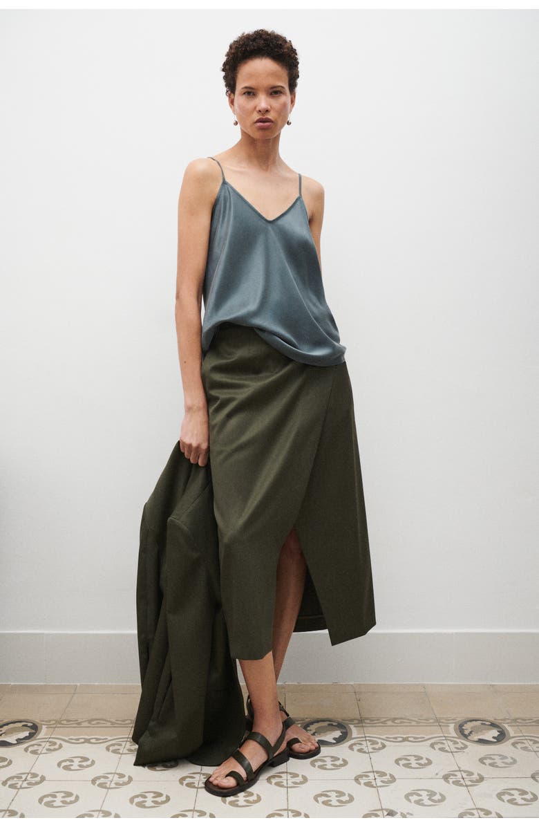 SILK LAUNDRY BIAS CUT CAMI SLATE, Alternate, color, Slate
