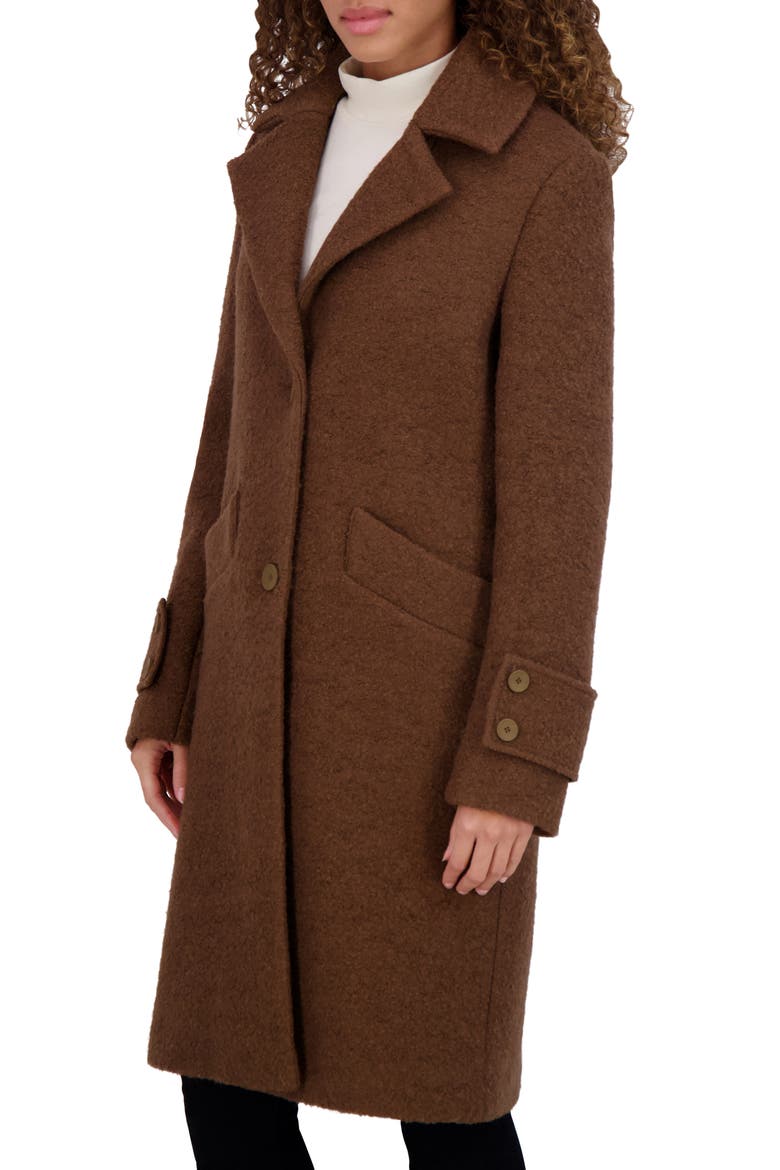 Regine Pressed Bouclé Wool Blend Coat, Alternate, color, SEPIA