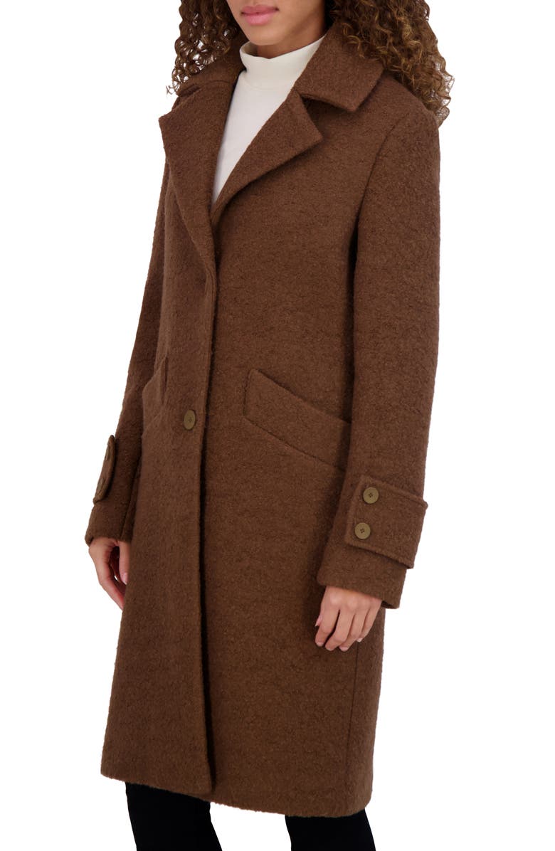 Andrew Marc Regine Pressed Bouclé Wool Blend Coat, Alternate, color, Sepia